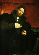 Lorenzo Lotto Portrat eines Edelmannes mit Lowentatze oil painting